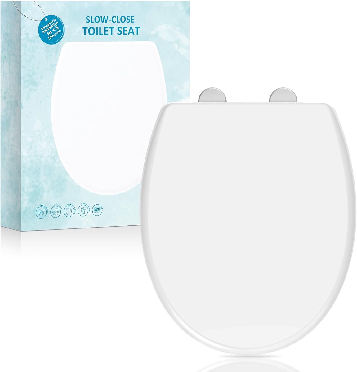 Toiletdeksel Ovaal - WC Deksel - Hygiënisch Gemak - Quick Release Scharnier - Universele Maat - Wit
