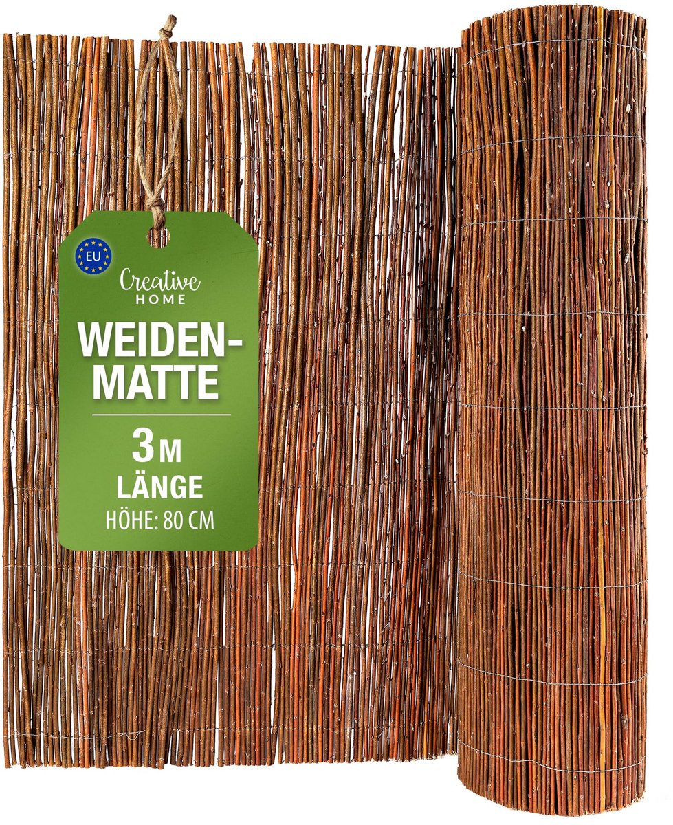 Creative Home wilgenmat balkon wilg 80 x 300 cm (H x L) | natuurlijk privacy scherm hek | mat tuin | zonwering balkon windbescherming terras tuinafscheiding