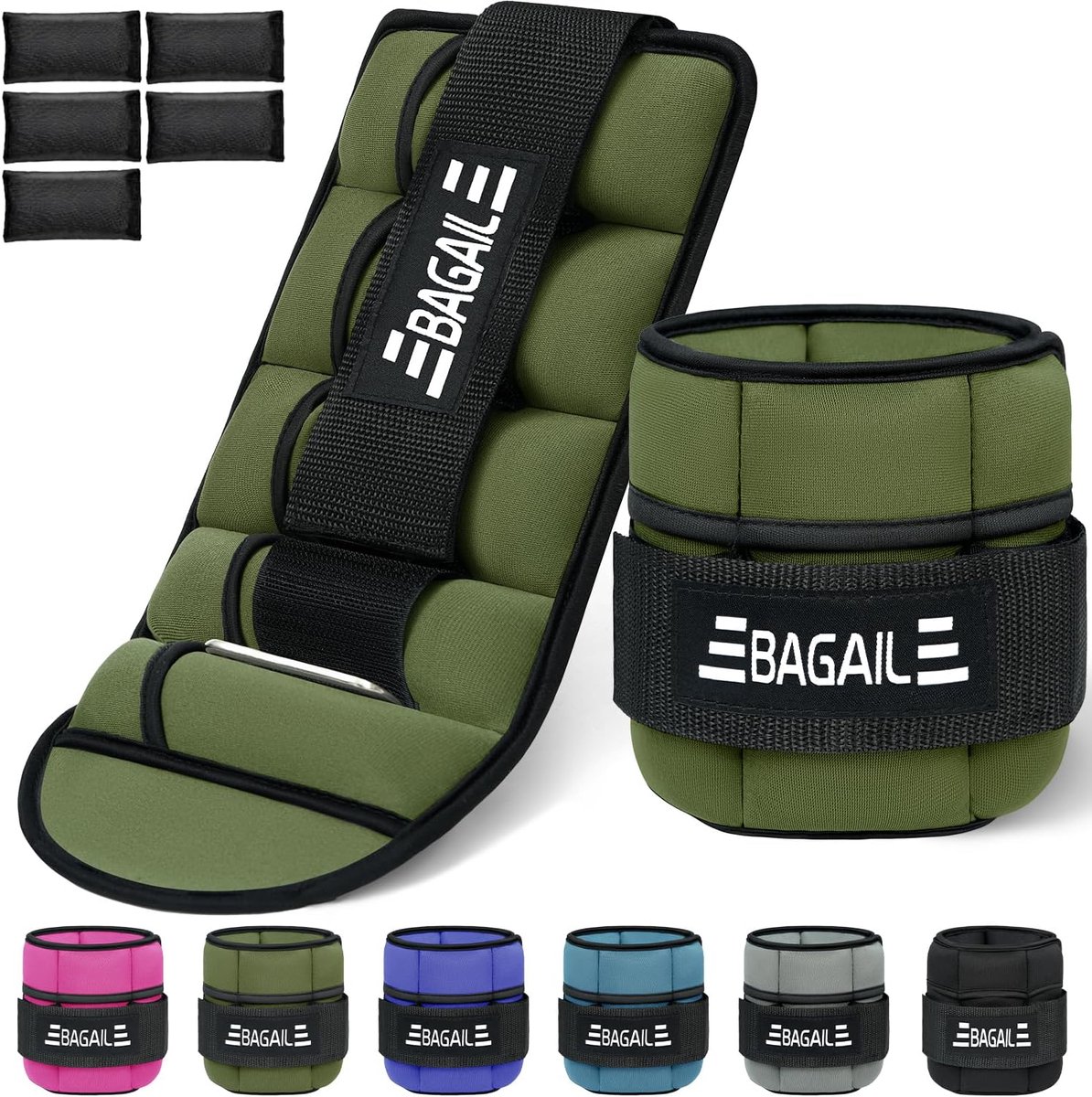 Enkelgewichten Set - Polsbanden Fitness - Krachttraining Cardio - Verstelbaar Gewicht - 0.4-1.6kg Per Band - Groen