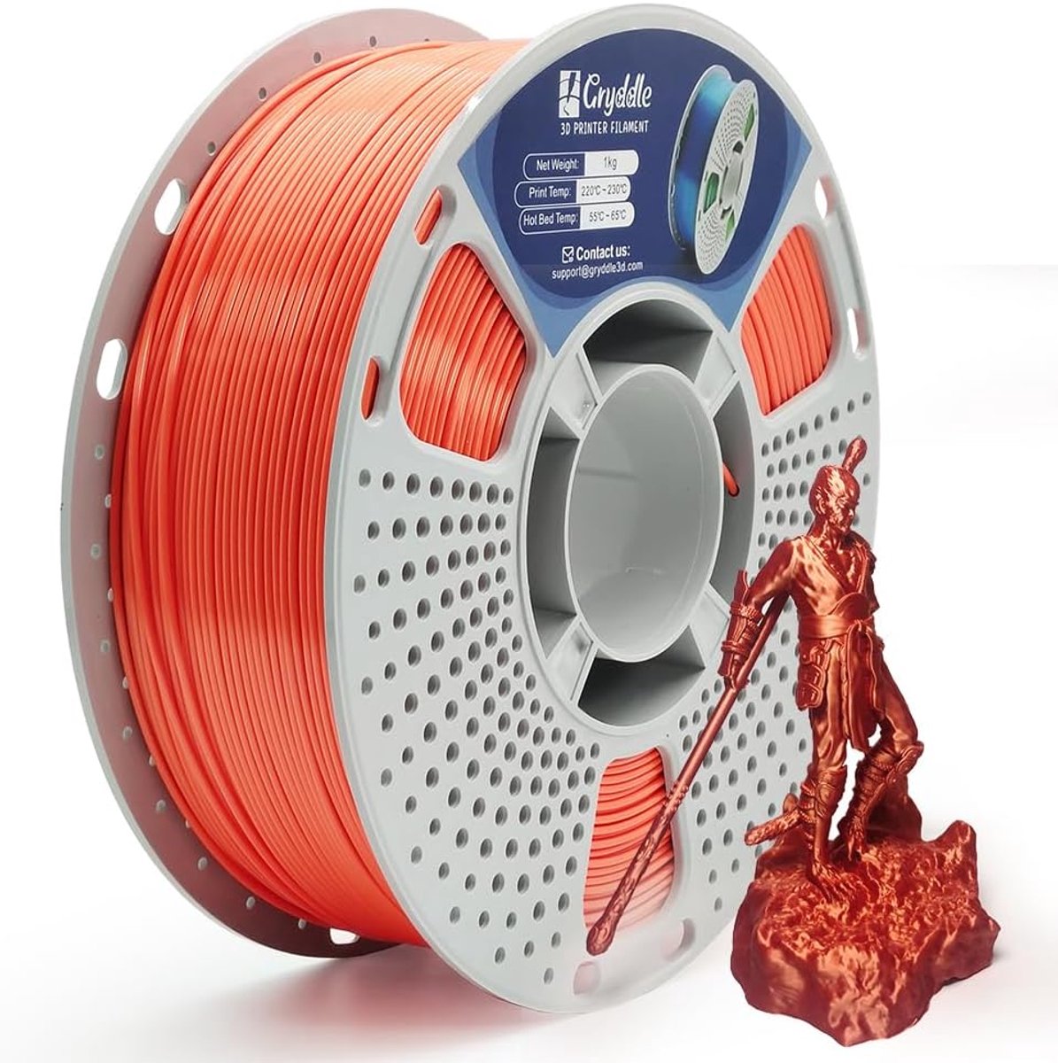 3D Printer Filament - PLA Draad - Modellen Printen - Hoge Maatnauwkeurigheid - 1.75 mm 1 kg - Rood Koper