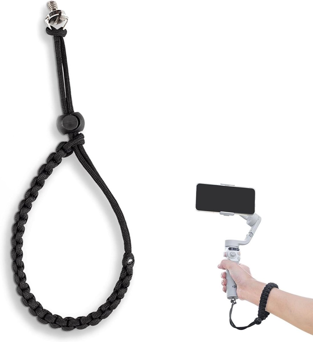 Polsband - Gimbal Lanyard - Veilig Filmen - Verstelbare Lengte - 4mm Paracord - Zwart