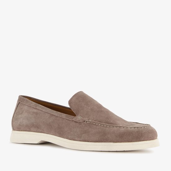 Mocassins homme en daim marron Van Beers - Taille 46 - Cuir véritable - Semelle amovible