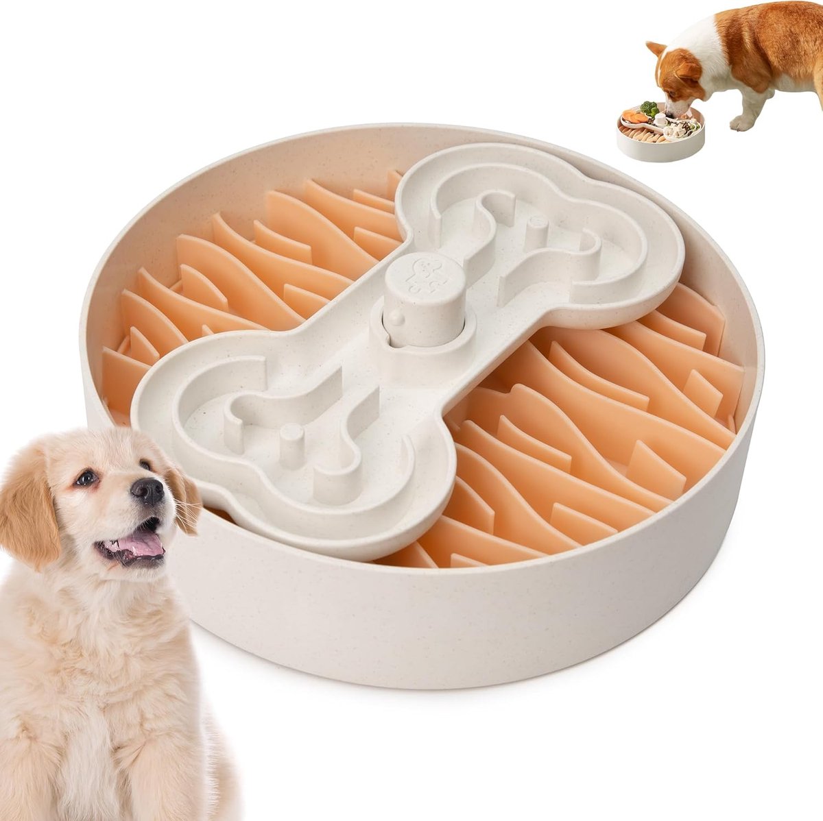 Honden Voerbak - Langzaam Eten Bak - Gezond Eten Bevorderen - Gemaakt van Plantmateriaal