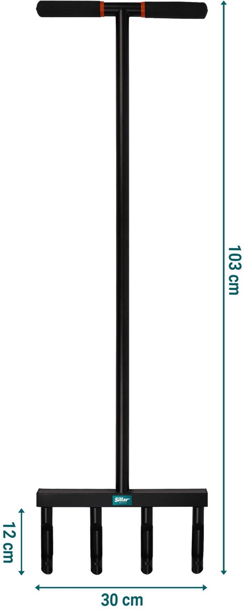 Sillar Gazonbeluchter - Beluchter voor Gazon Beluchten - met Stekels - Bodembewerkers - 103 cm - Poedergelakte staal — afbeelding 4