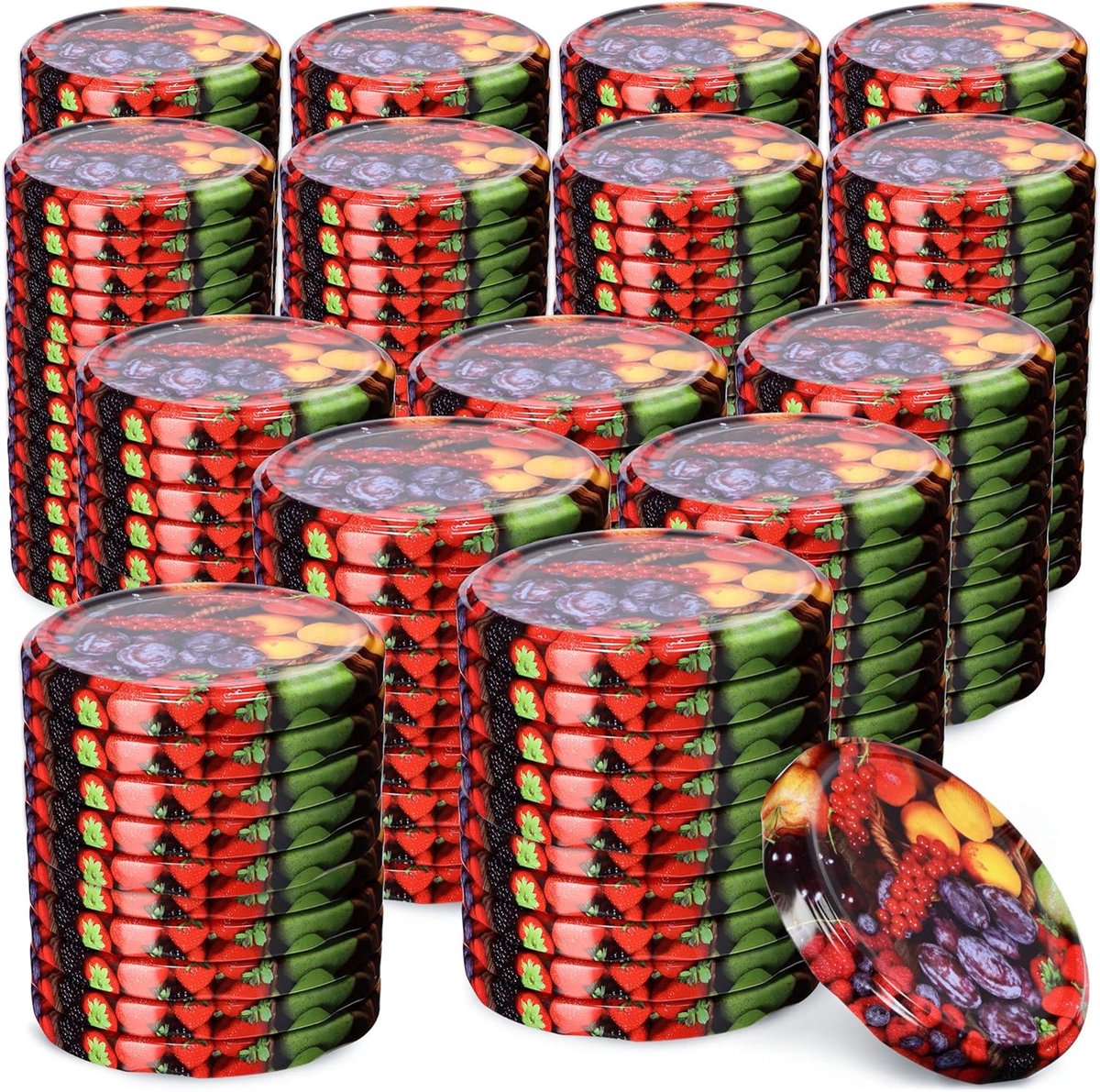 Schroefdeksels Metaal - Reserve deksels - Potten Inmaken - 4 Vergrendeltanden - Fi66 mm - Fruit