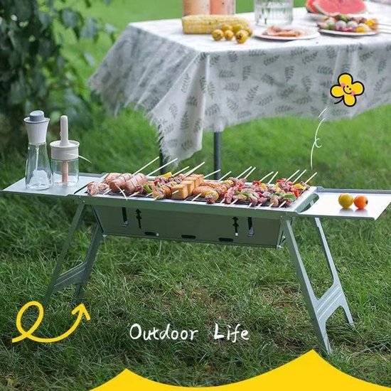 Rolu BBQ - Barbecue - Grill - Houtskool BBQ - Camping - Voor 3 Tot 5 Personen - 60 x 22 x 33 CM - Inclusief Opbergtas van Merkloos — afbeelding 5