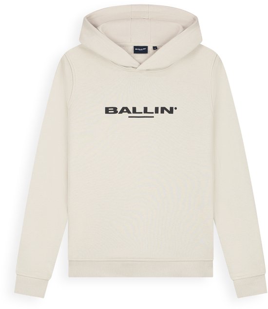 Beige hoodie met lange mouwen en 'BALLIN'' logo op de borst, voorkant zichtbaar.