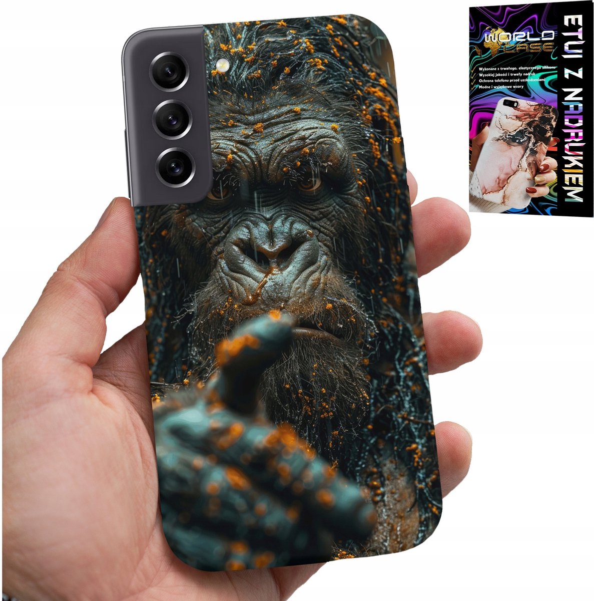 HOESJE VOOR SAMSUNG GALAXY S21 FE - AAP, AAP, GORILLA, DIEREN + GLAS
