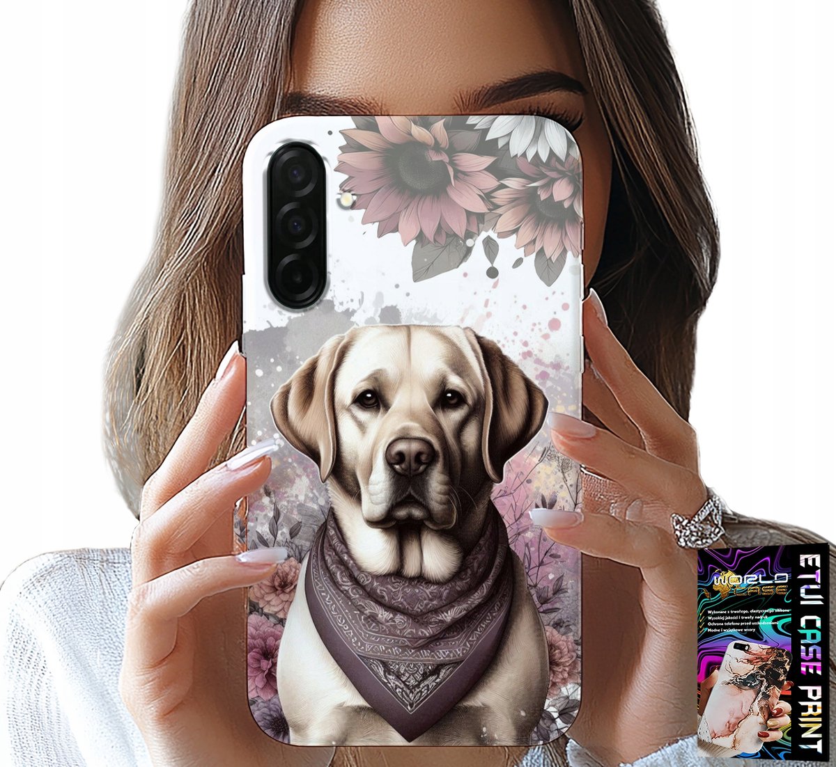 HOESJE VOOR SAMSUNG GALAXY A56 5G - HONDENPATROON MET HUSKY + GLAS
