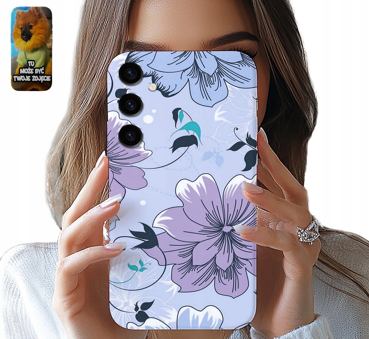 Hoesje voor Samsung Galaxy S24 met bloemenpatroon, elegant voor dames