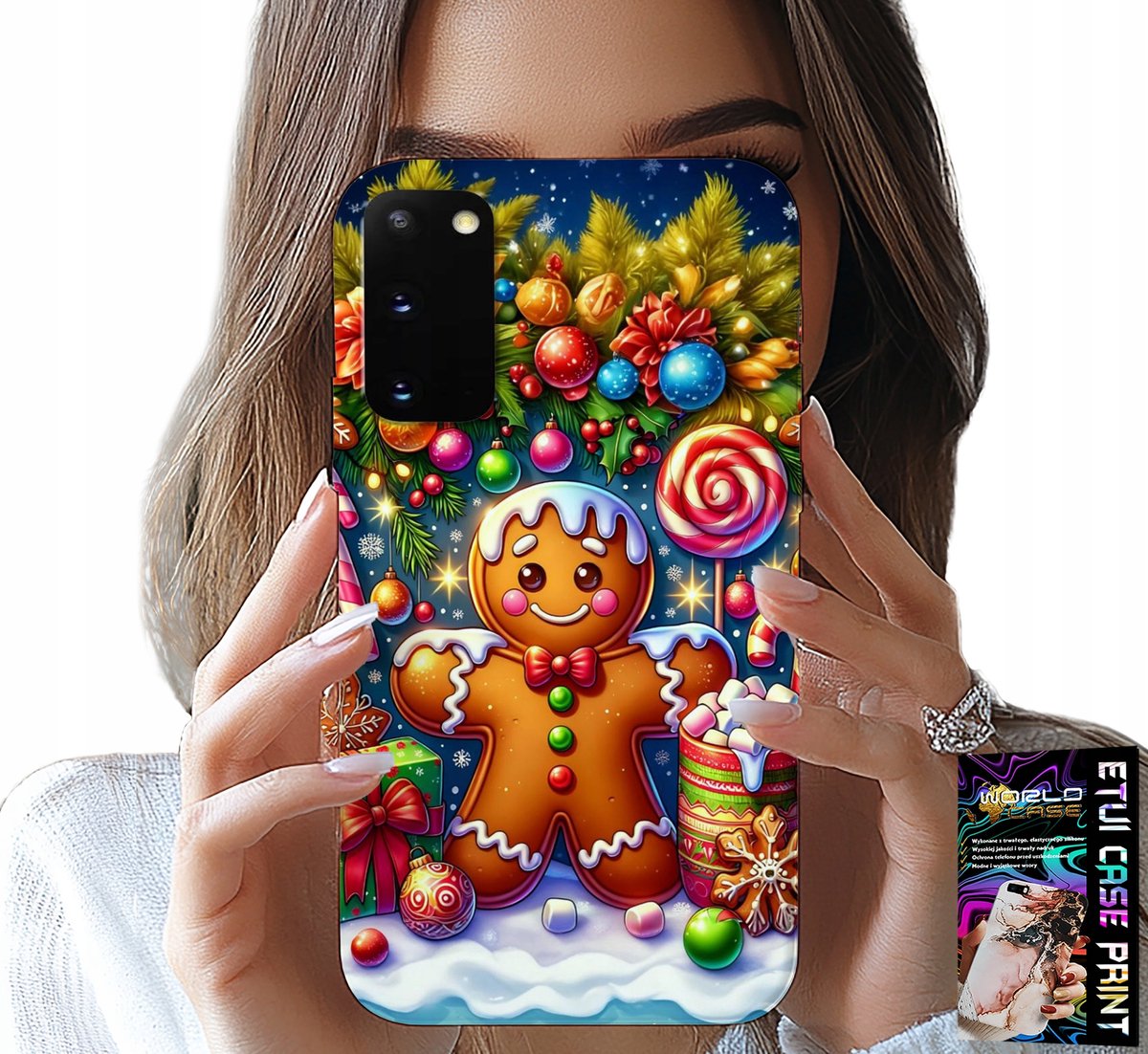HOESJE VOOR SAMSUNG GALAXY S20 - PEPERKOEK, SNOEPJES EN KERSTPATRONEN + FOLIE