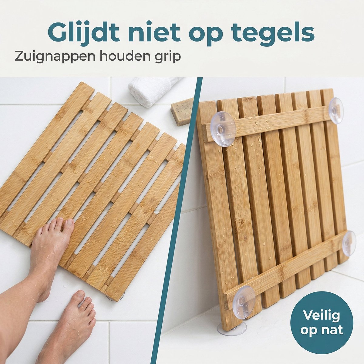 Lomera Douchemat Bamboe Antislip - Badmat - Houten Douchemat - Badkamermat - Saunamat - Bamboe Badmat - Houten Badmat - Bamboemat - Antislip Badmat - Zwembadmat - Voor Bad, Douche, Sauna en Zwembad — cadeau in Wonen & Interieur - foto 7
