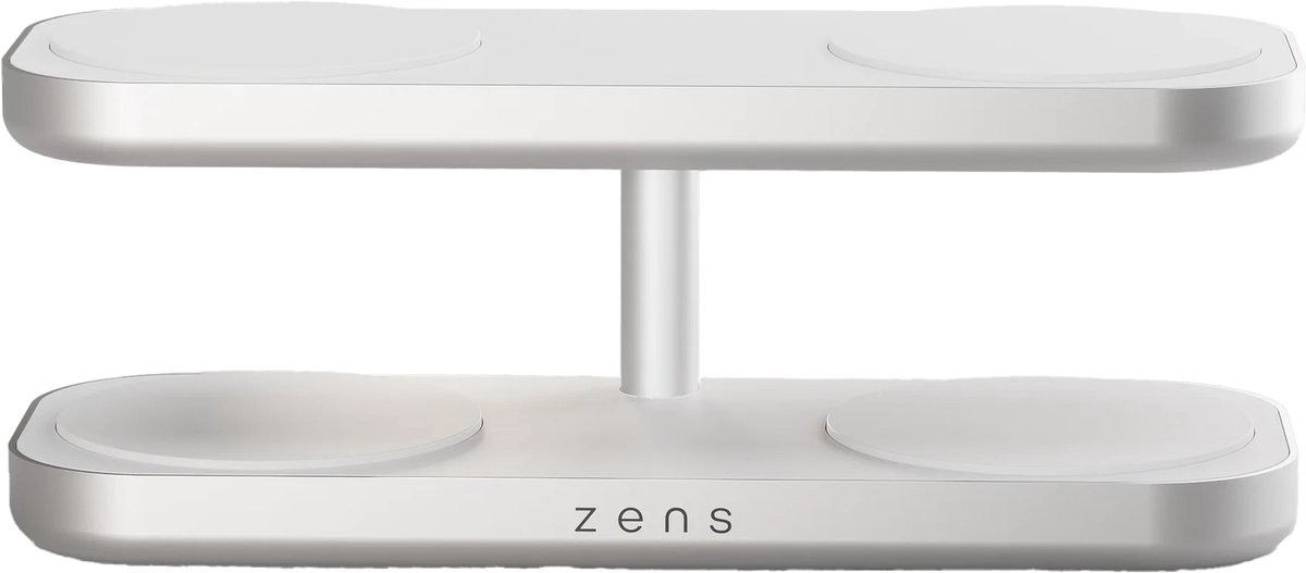 Zens Quattro Wireless Charger Pro 4 - Draadloos oplaadstation - Geschikt voor Qi2 en geschikt voor MagSafe - Wit