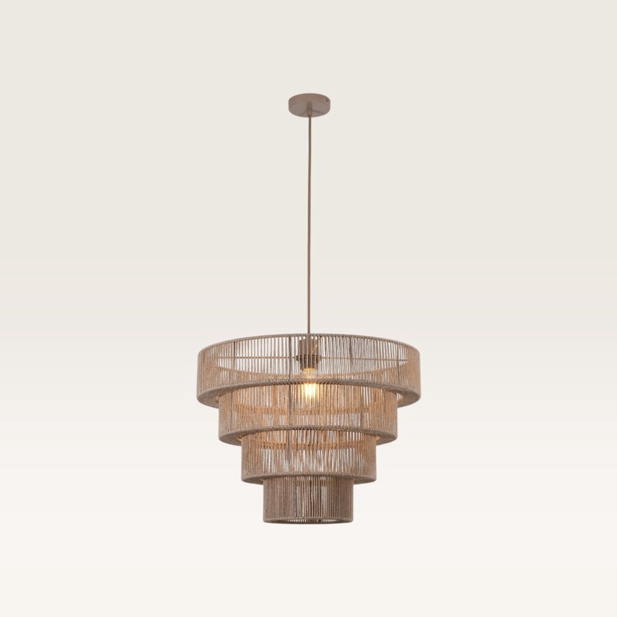 Lusenz - Katoenen hanglamp eettafel - Bruin - 4-laags - Gevlochten katoen - E27 Fitting - Dimbaar - Hoogte verstelbaar - Voor woonkamer, gang, slaapkamer, zolder en hal - Plafondlamp - Klassiek, Moderne lamp - Japandi