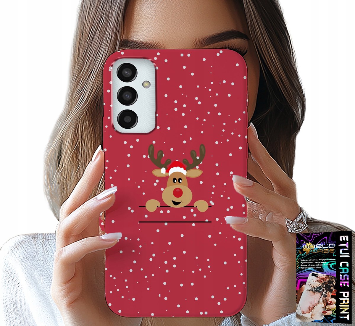 HOESJE VOOR SAMSUNG GALAXY M23 - KERSTRENDIER/KERSTMAN + GLAS