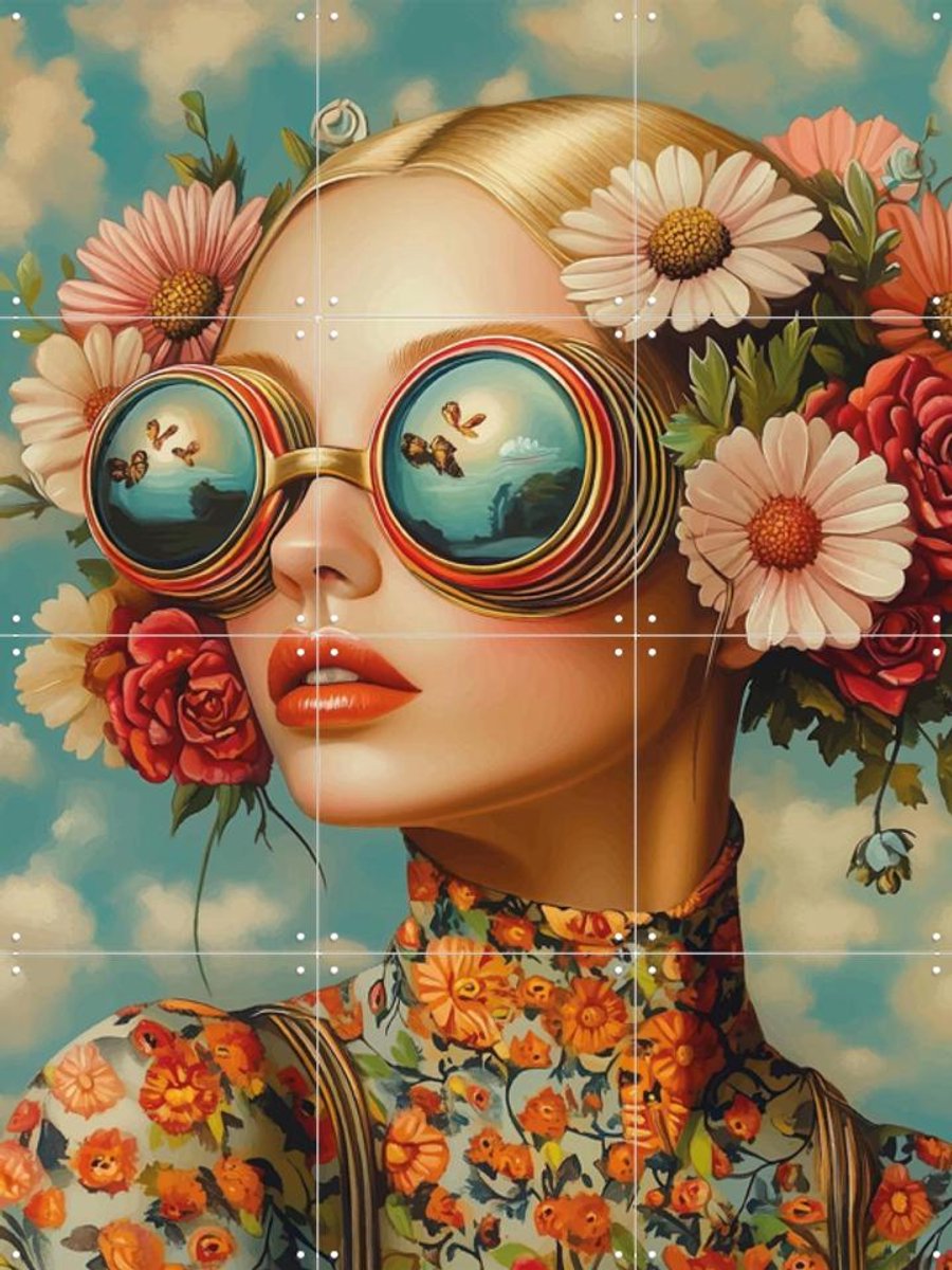 IXXI Floral symphony, Mirjam Duizendstra - 60 x 80 cm - Gratis ophangtool - Grote wanddecoratie en posters Woonkamer, Bloemen, Portretten
