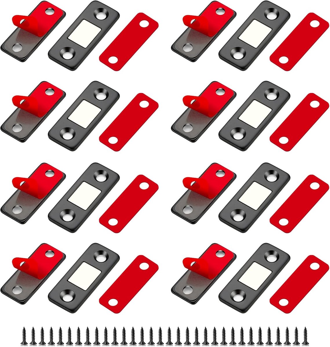 Kastdeur Magneet - Deurmagneet Sluiting - Keuken Laden - Ultradun RVS - 8 Stuks - Zwart