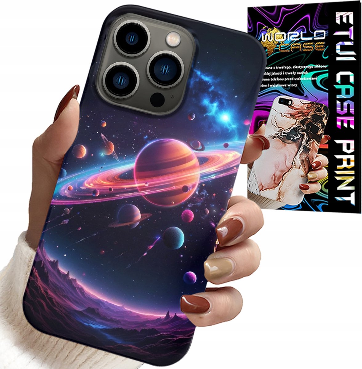 IPHONE 15 PRO HOESJE - RUIMTEPLANETEN STERREN MELKWEG ACHTERKANT