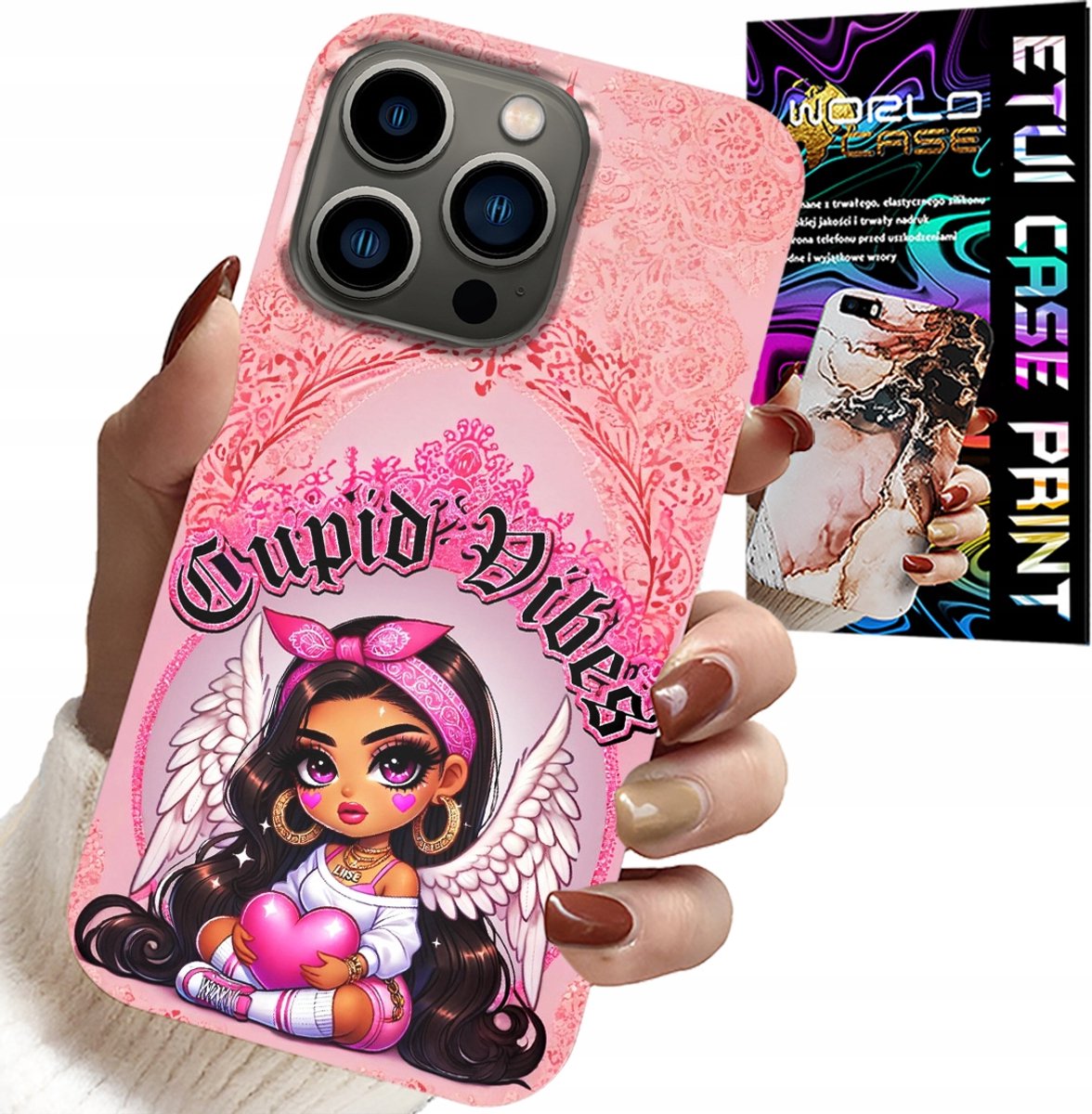 iPhone 15 Pro hoesje - Cupido-vibes met een schattige engel op de achterkant.
