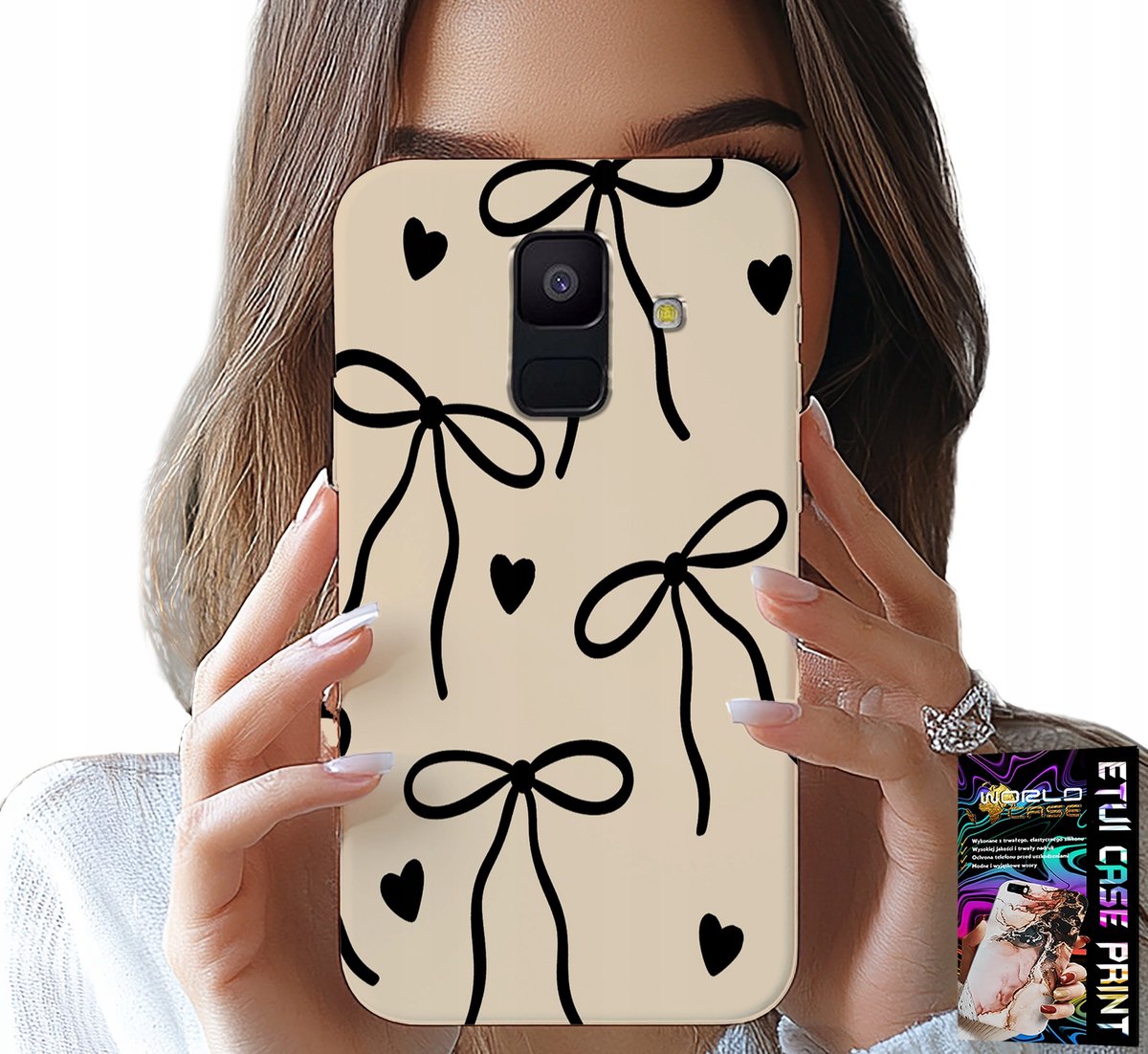HOESJE VOOR SAMSUNG A6 2018 - BEIGE KOMMEN MET STIJLVOLLE PATRONEN
