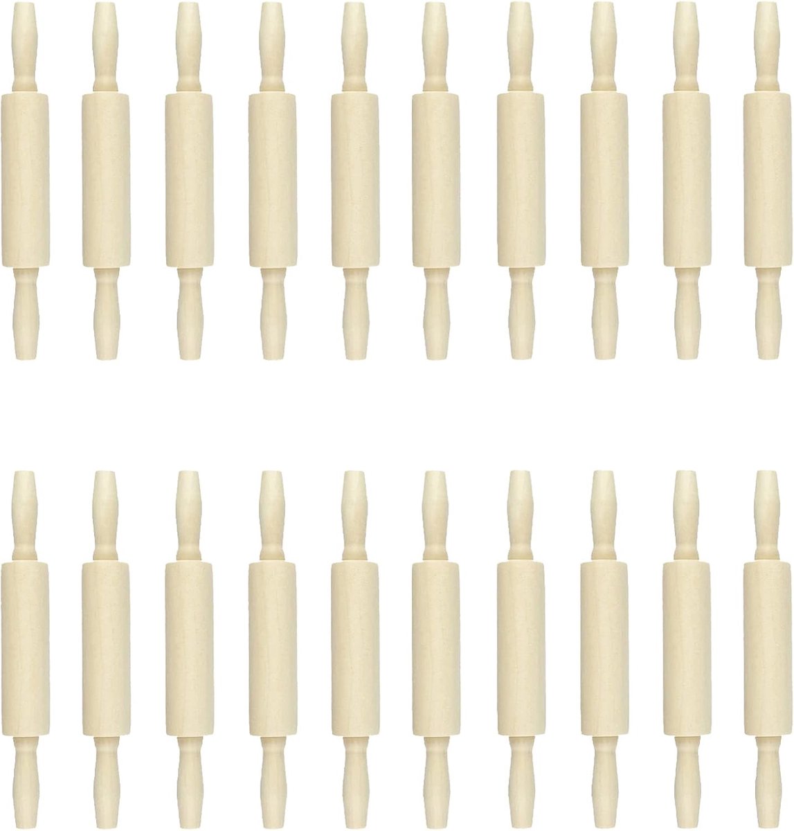Kleine Deegrollers - Houten Bakgerei - Kinderen Bakken - Set van 20 - 7.9 Inch - Natuurlijk Hout