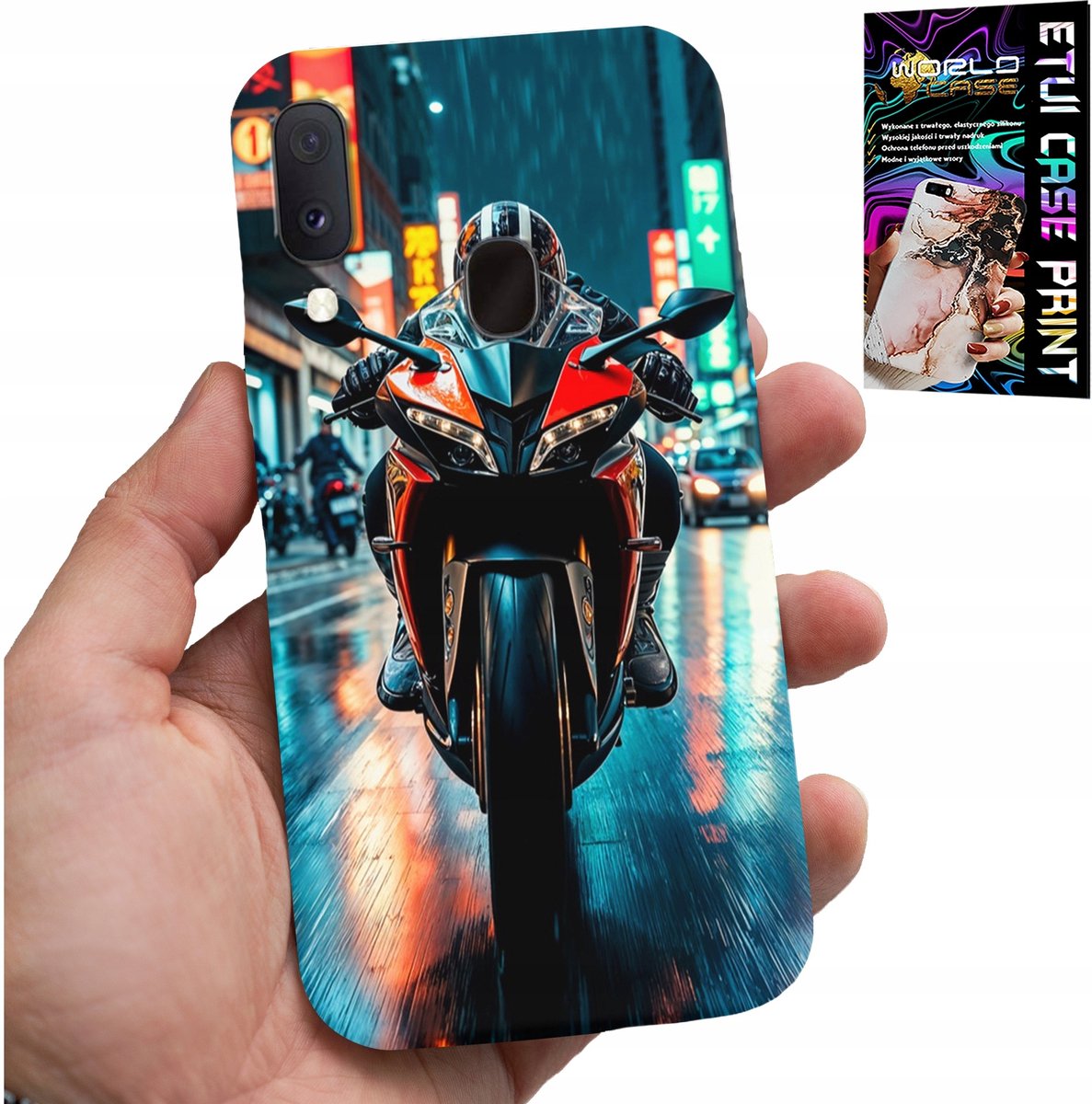 HOESJE VOOR SAMSUNG GALAXY A20E - MOTORFIETS, MOTORFIETS, FIETSPATRONEN + GLAS