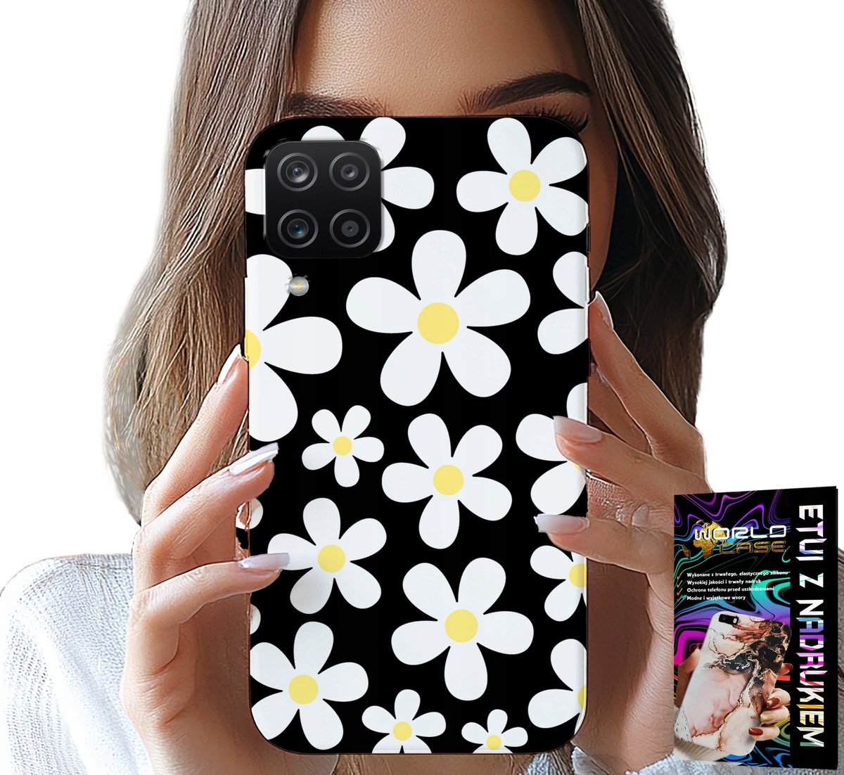 HOESJE VOOR SAMSUNG GALAXY A22 5G - DAISY, DAISIES, FLOWERS, BACK