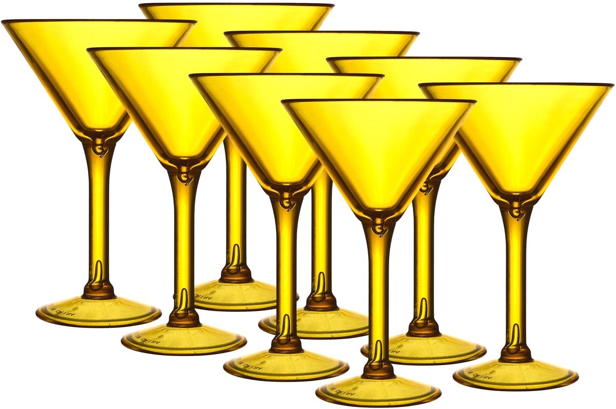 Home Deco Factory Cocktailglas - 8x - geel - kunststof - 24 cl - martini glas