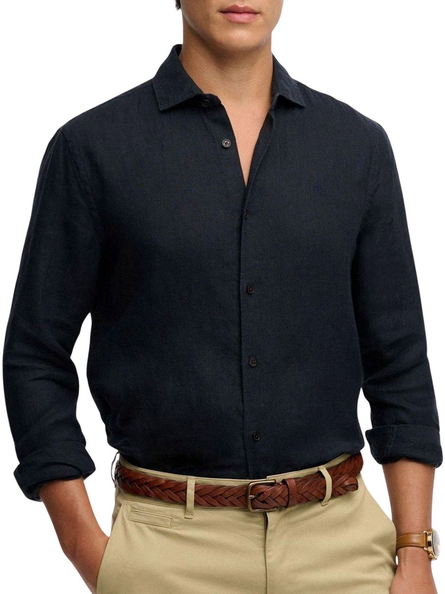 Superdry Overhemd Riviera Linen Classic Eclipse Donkerblauw – Heren Overhemden Casual