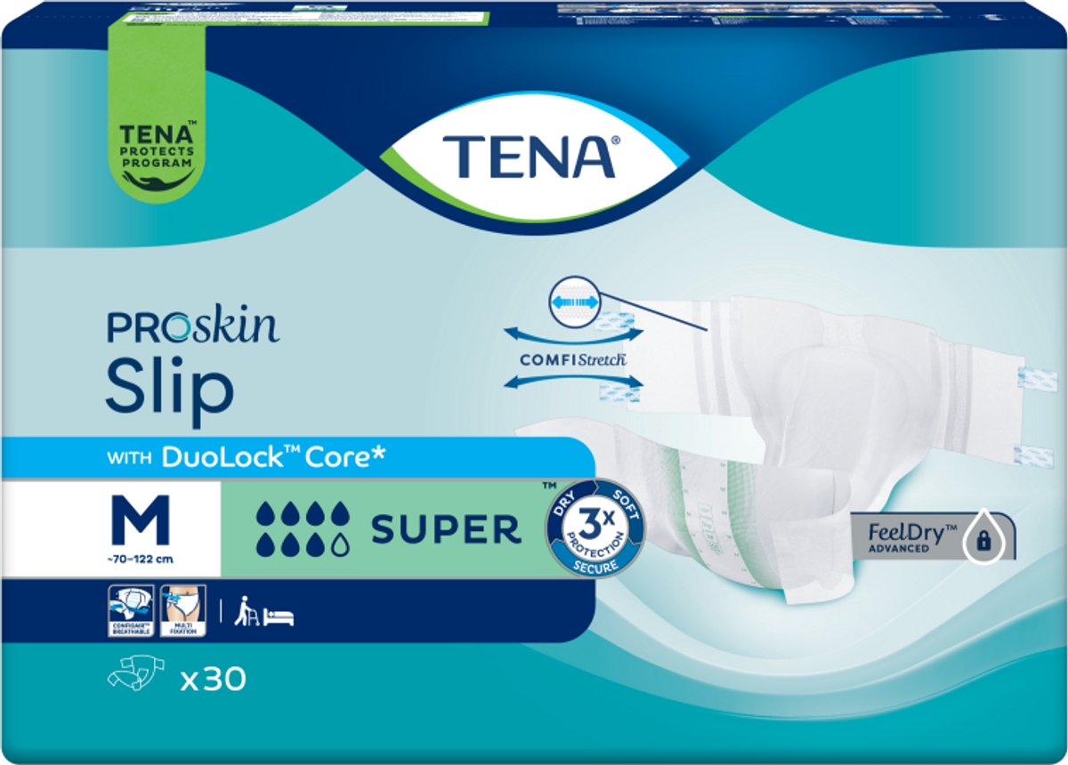 Tena Proskin Slip Super Medium - 3 paquets de 30 protections