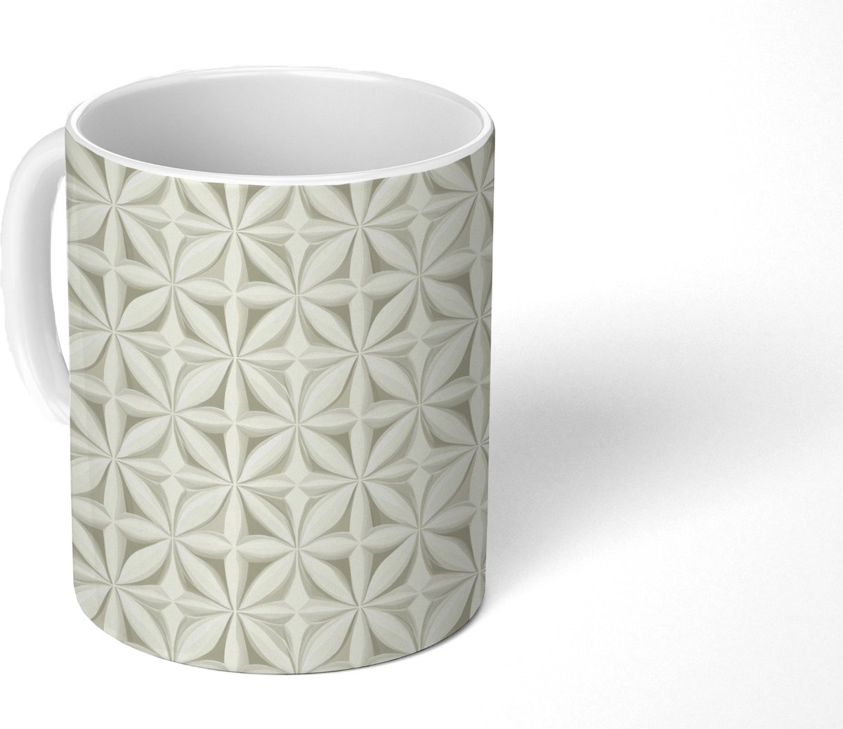 Mok - Koffiemok - Abstract - Structuur - Grijs - Wit - Mokken - 350 ML - Beker - Koffiemokken - Theemok