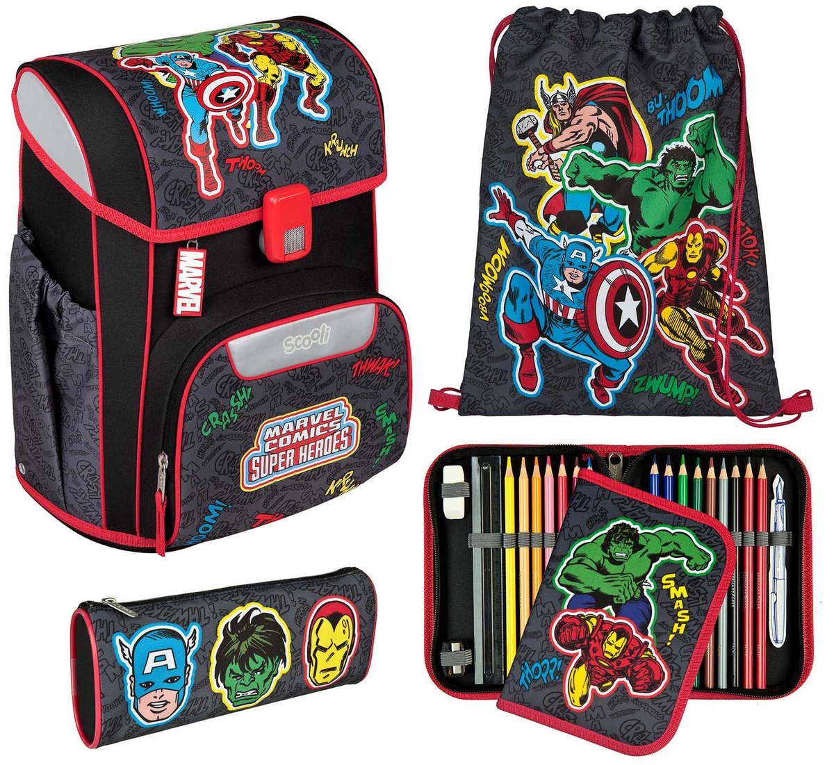 Scooli schooltas EasyStart Schulranzen-Set 5-delig Avengers zwart