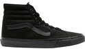 Zwarte Vans SK8-Hi sneaker, zijaanzicht van de binnenkant met kenmerkende stiksels.