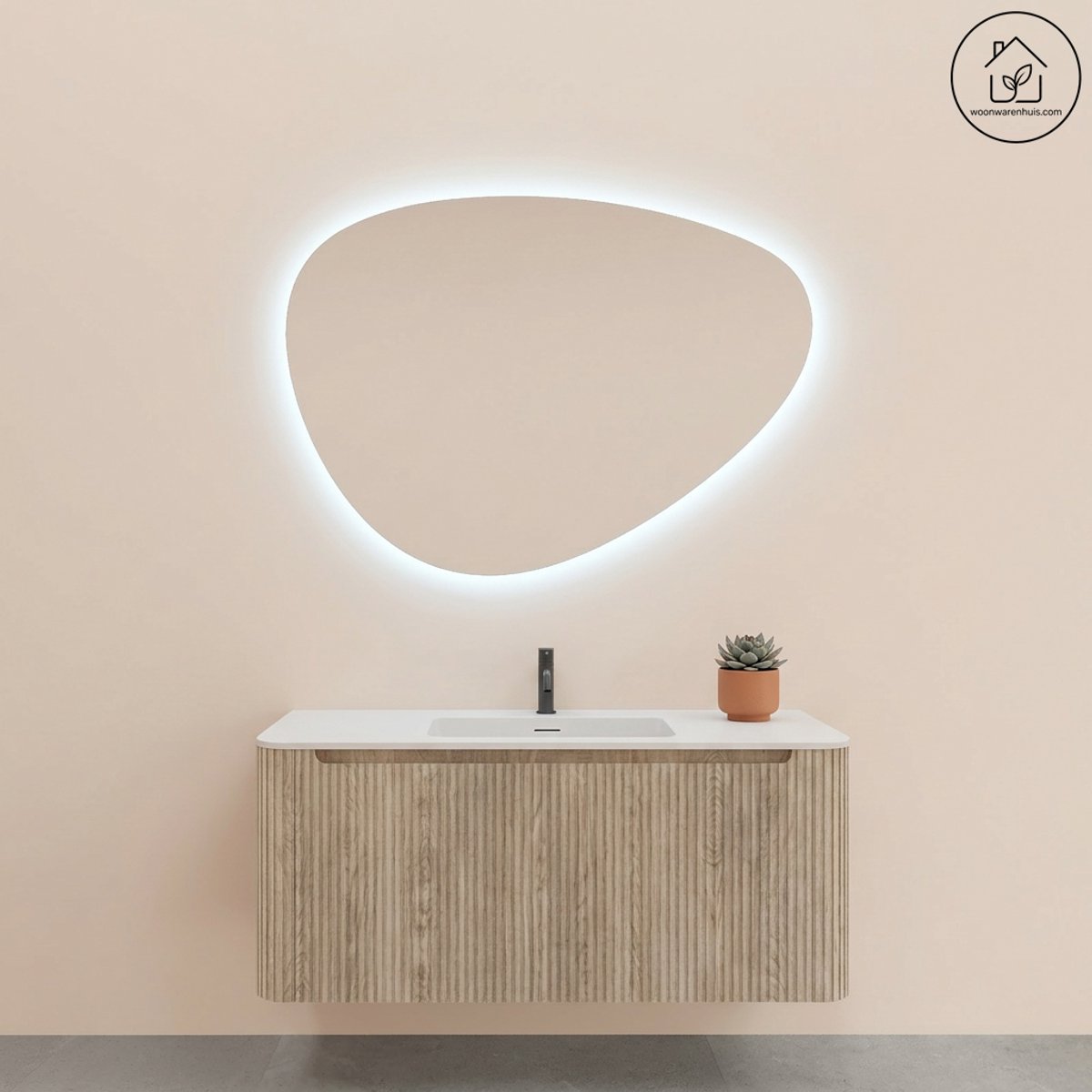 Badkamermeubelset Wiesbaden Sulora 120cm licht eiken inclusief spiegel Uovo