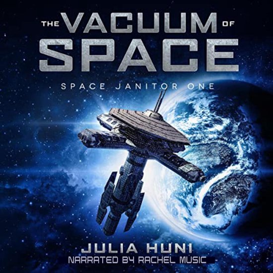 Boekcover 'The Vacuum of Space', met een ruimteschip in de ruimte met de aarde op de achtergrond.