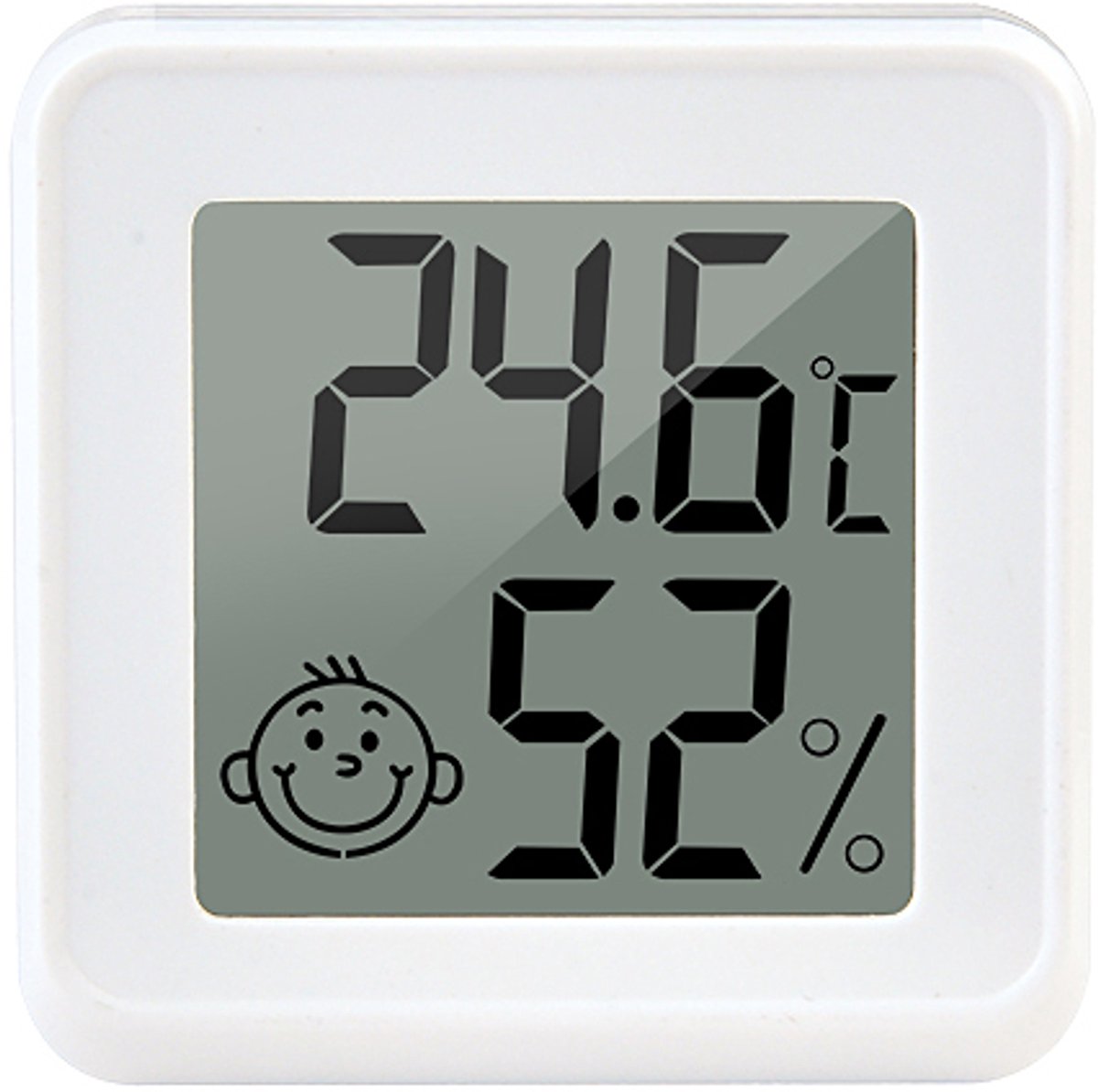 Hygrometer - Thermometer - Luchtvochtigheid en temperatuur meten - Weerstation - Zelfklevend - 4x4 cm - Wit - Incl. batterij - Jonyx