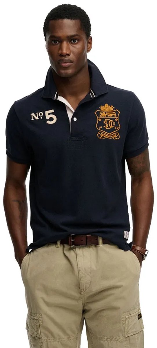 Superdry Double Emblem Rugby Korte Mouw Poloshirt 2XL Man Marineblauw