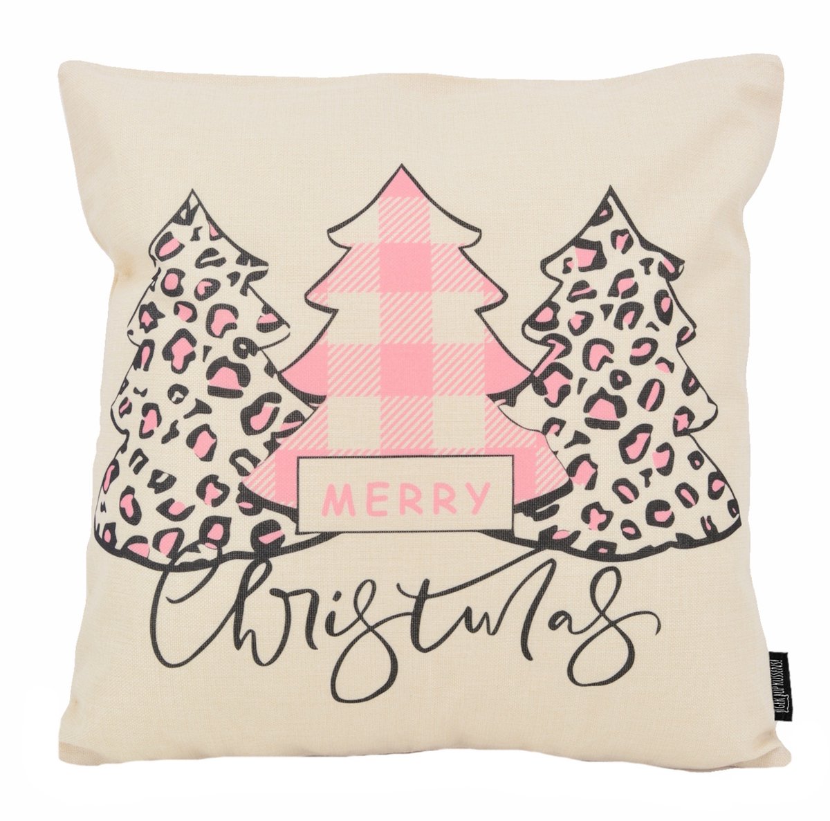Gek op Kussens! Sierkussen Merry Christmas - Pink #3 | 45 x 45 cm | Katoen/Linnen Lichtroze