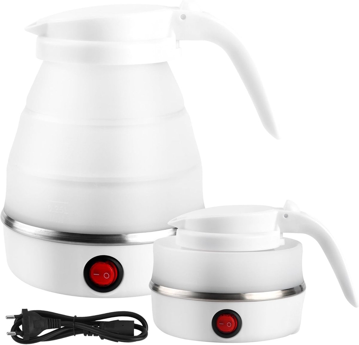 Opvouwbare waterketel - Compacte waterkoker - Reizen kamperen keuken - Bespaart ruimte snel koken - 06 liter 600 watt - Wit
