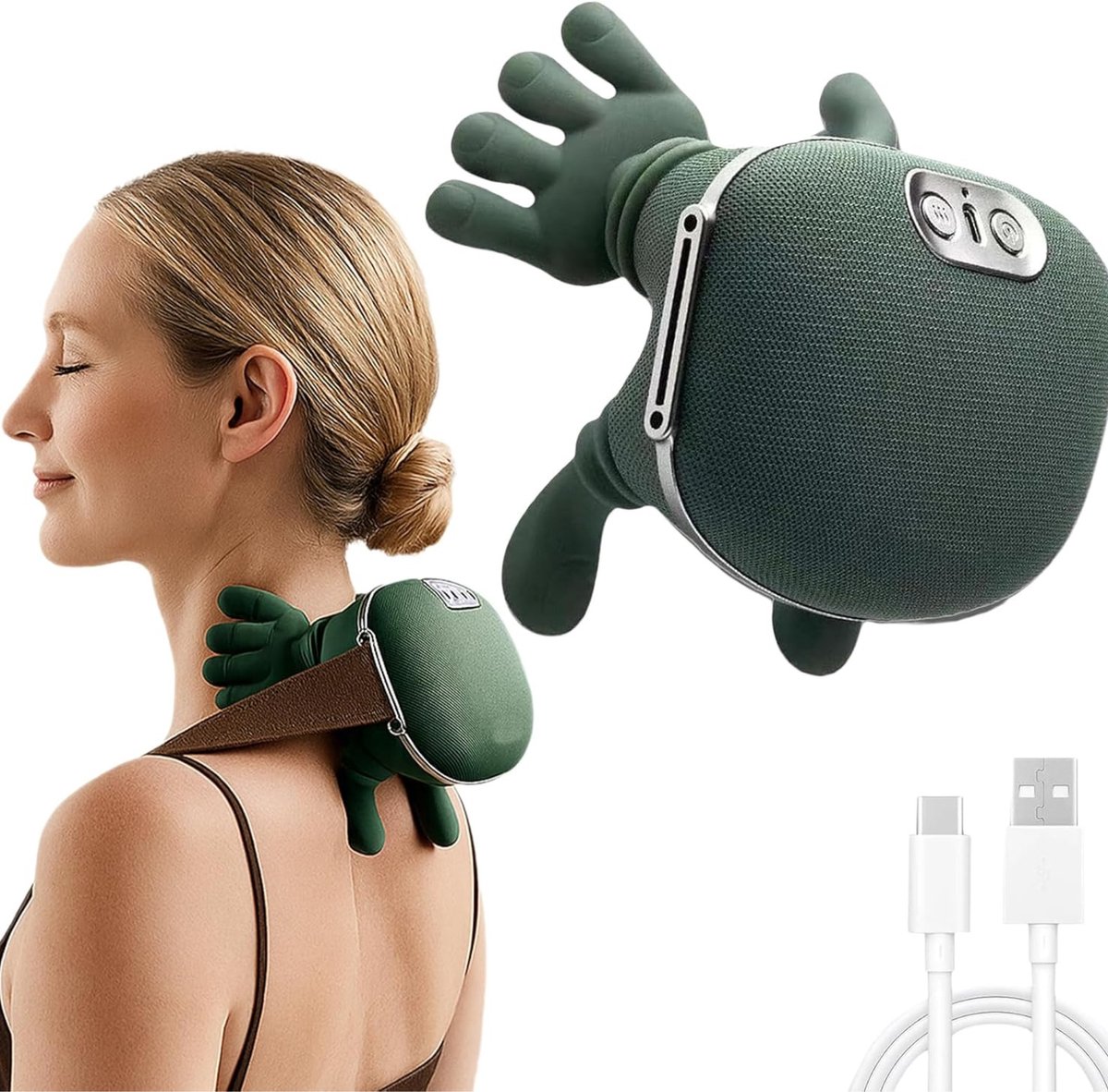 Bodybite - Shiatsu Massagekussen – Elektrisch Nekmassage Apparaat met Infrarood Warmtefunctie – Draadloos Rugmassage Apparaat voor Nek, Schouders en Rug - MASSORA