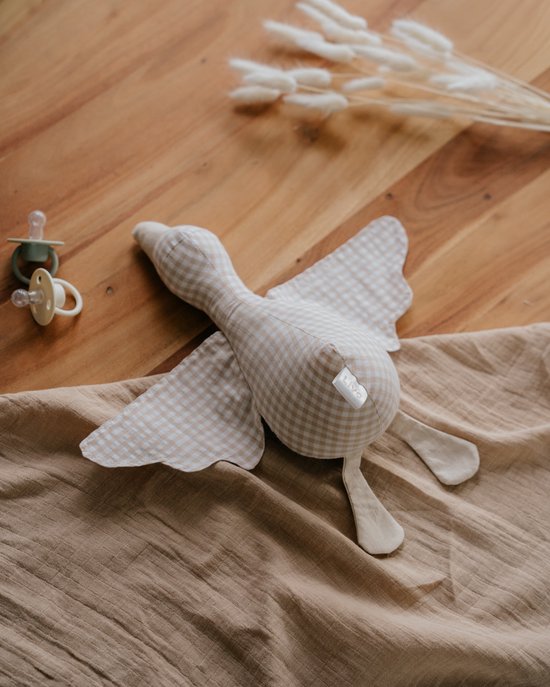Little Livo Handgemaakte Knuffelgans - 28x36 cm - Ruitjespatroon - 100% Katoen met Zachte Fleece Vulling van Merkloos — afbeelding 3