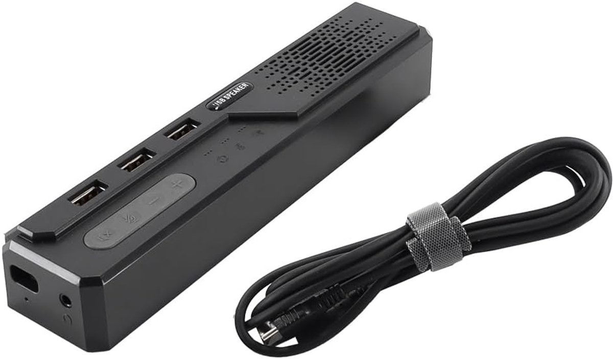 PC Luidspreker - Computer Speaker - Online Studie - Geïntegreerde Microfoon - 200 x 45 x 30 mm - Zwart