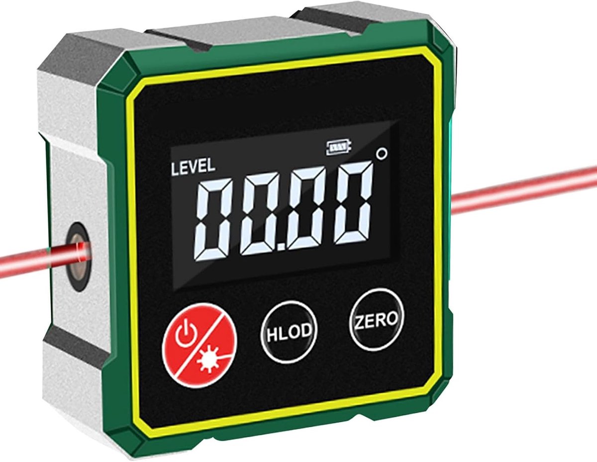 longziming - Digitale Hoekmeter - Laser Inclinometer Waterpas - Nauwkeurige Hoekmeting met Dubbele Kruislijnlaser - Aluminium - digitale waterpas met lcd-display - en Spatwaterbestendig voor Houtbewerking en Renovatie - 1 Stuk