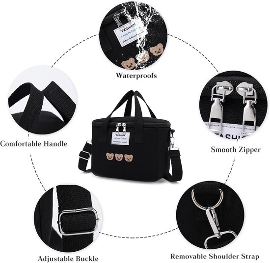 Lunchtas Geïsoleerd - Koeltas Crossbody - Vervoer van Maaltijden - Waterdicht Lekvrij - 24x13x19 cm - Paars — afbeelding 5