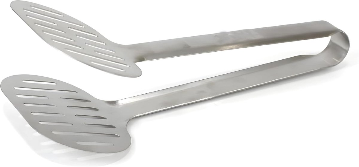 Keukentang RVS - Spatel Tang - Hamburgers Draaien - Speciale Hamburgertang - 24cm Lengte - Grijs