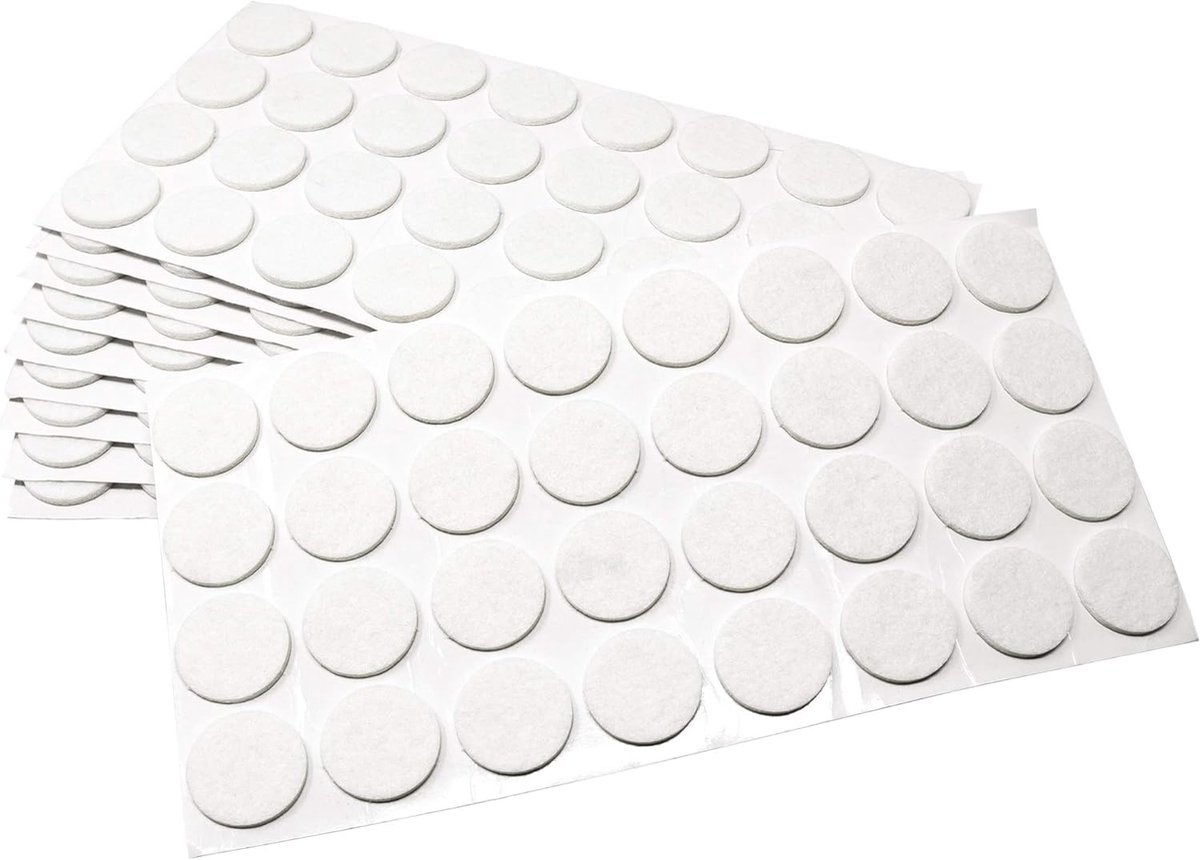 Zelfklevende Viltglijders - Meubelbeschermers - Vloeren Beschermen - 3.5mm Dik Vilt - 320 Stuks Ø 26mm - Wit