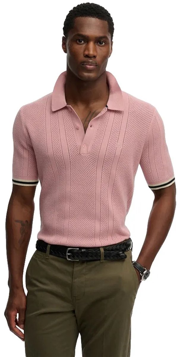 Superdry Knitted Texture Korte Mouw Poloshirt 3XL Man Grijs