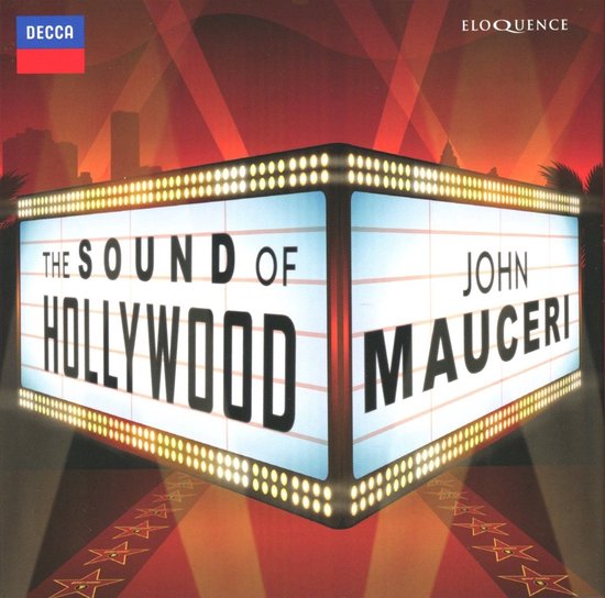 Reclamebord met tekst "The Sound of Hollywood John Mauceri" op een rode loper.