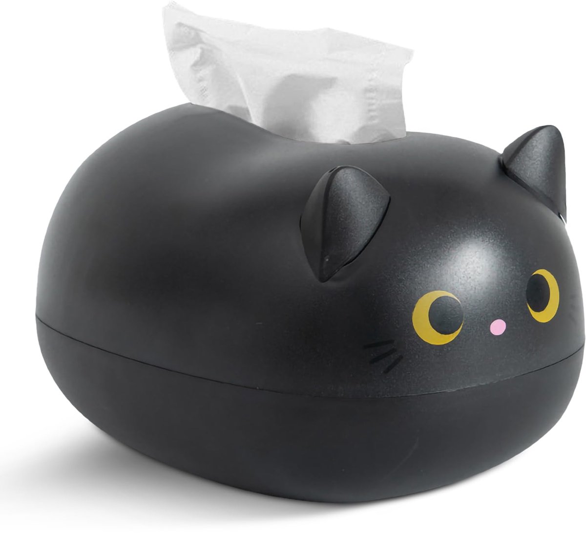 longziming -Zakdoekendispenser Kat - Tissuehouder Kawaii - Huishoud Accessoire - Multifunctioneel Ontwerp - Anti-Slip Basis - ABS Kunststof - Decoratief & Praktisch - 1 Stuk - Zwart