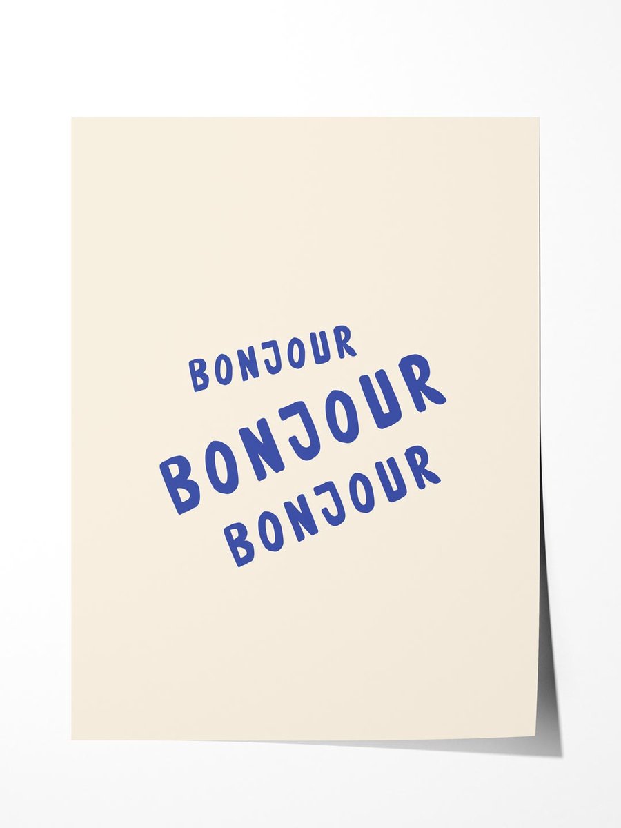 Bonjour Stijlvolle Wandposter - Poster 50x70 cm - Sfeervolle Wanddecoratie voor Woonkamer & Slaapkamer - Premium papier - zonder lijst